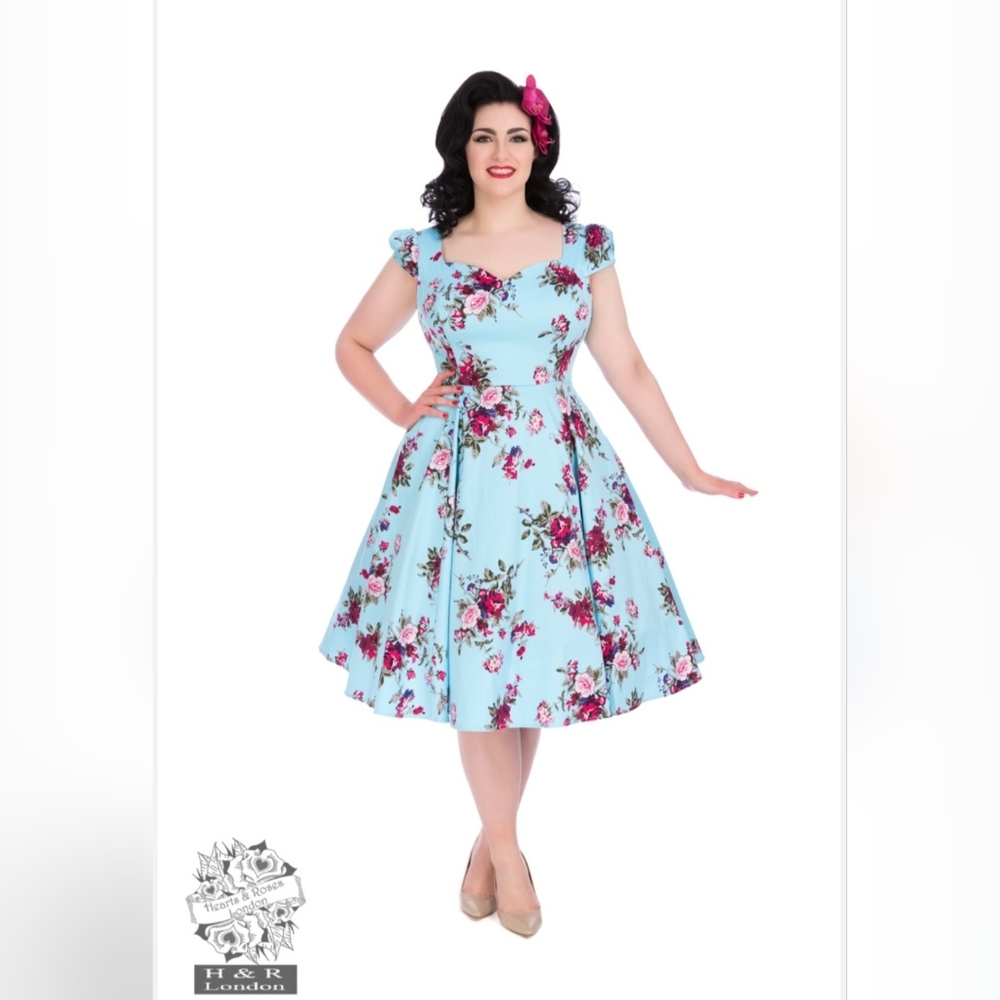 Hearts and Roses Royal Ballet Tea Dress in Blue, VGUC, Size 14